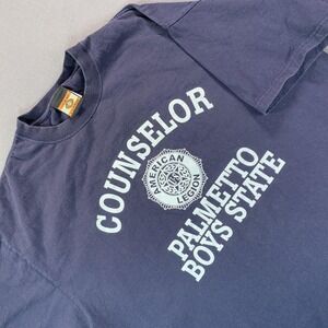 VTG OOBE Shirt Men XL Blue Counselor Palmetto Boys State American Legion Tee Y2K